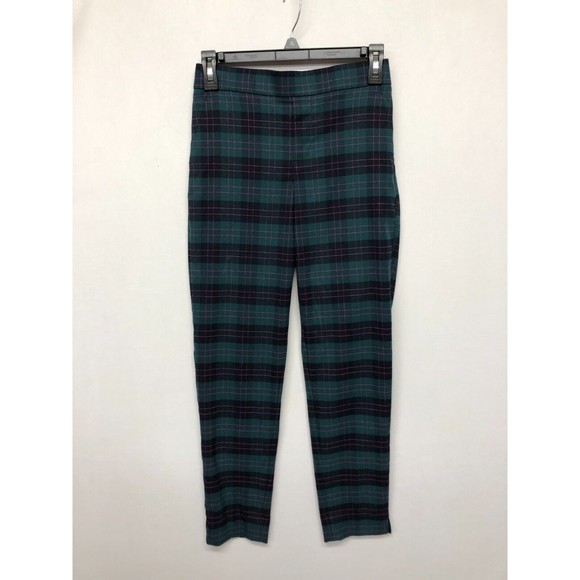 Banana Republic Women Pull On Hayden Pants Size 0 Green Plaid M118 -7 - Picture 1 of 15